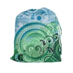 Blue Green Circle Design Drawstring Pouch (XXL)