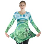 Blue Green Circle Design Long Sleeve Tunic 