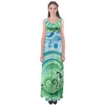 Blue Green Circle Design Empire Waist Maxi Dress