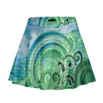 Blue Green Circle Design Mini Flare Skirt