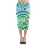 Blue Green Circle Design Midi Pencil Skirt