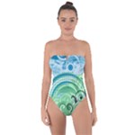 Blue Green Circle Design Tie Back One Piece Swimsuit