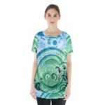 Blue Green Circle Design Skirt Hem Sports Top