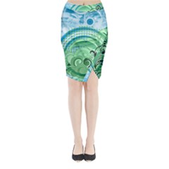 Blue Green Circle Design Midi Wrap Pencil Skirt from ArtsNow.com