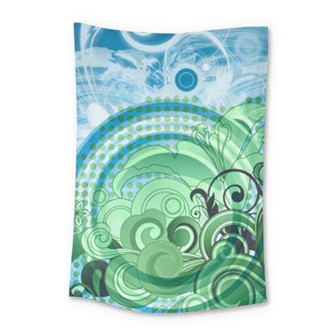 Blue Green Circle Design Small Tapestry from ArtsNow.com