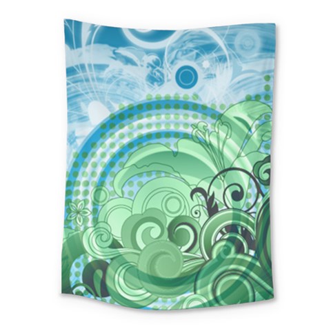 Blue Green Circle Design Medium Tapestry from ArtsNow.com