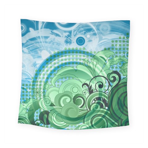 Blue Green Circle Design Square Tapestry (Small) from ArtsNow.com