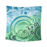 Blue Green Circle Design Square Tapestry (Small)