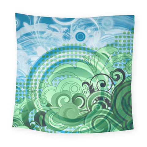 Blue Green Circle Design Square Tapestry (Large) from ArtsNow.com