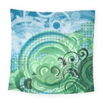 Blue Green Circle Design Square Tapestry (Large)