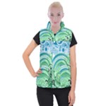 Blue Green Circle Design Women s Button Up Vest