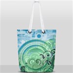 Blue Green Circle Design Full Print Rope Handle Tote (Small)