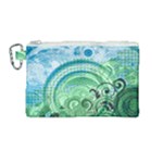 Blue Green Circle Design Canvas Cosmetic Bag (Medium)