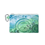 Blue Green Circle Design Canvas Cosmetic Bag (Small)