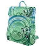 Blue Green Circle Design Flap Top Backpack