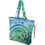 Blue Green Circle Design Drawstring Tote Bag