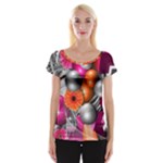 Ball Art Cap Sleeve Top