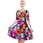 Ball Art Quarter Sleeve A-Line Dress