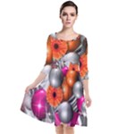 Ball Art Quarter Sleeve Waist Band Dress