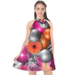 Ball Art Halter Neckline Chiffon Dress 