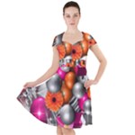 Ball Art Cap Sleeve Midi Dress