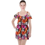 Ball Art Ruffle Cut Out Chiffon Playsuit