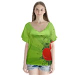 Red Heart Art V-Neck Flutter Sleeve Top