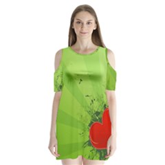 Red Heart Art Shoulder Cutout Velvet One Piece from ArtsNow.com