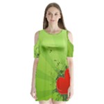 Red Heart Art Shoulder Cutout Velvet One Piece