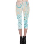 Pink Blue Pattern Capri Leggings 