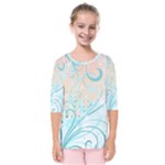 Pink Blue Pattern Kids  Quarter Sleeve Raglan Tee