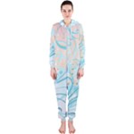 Pink Blue Pattern Hooded Jumpsuit (Ladies)