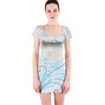 Pink Blue Pattern Short Sleeve Bodycon Dress