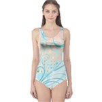 Pink Blue Pattern One Piece Swimsuit