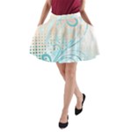 Pink Blue Pattern A-Line Pocket Skirt