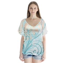 V-Neck Flutter Sleeve Top 