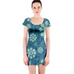 Snow Flake Art Short Sleeve Bodycon Dress