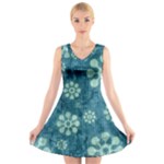 Snow Flake Art V-Neck Sleeveless Dress