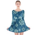 Snow Flake Art Long Sleeve Velvet Skater Dress