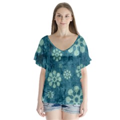 V-Neck Flutter Sleeve Top 