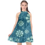 Snow Flake Art Halter Neckline Chiffon Dress 