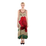 Red Rose Art Sleeveless Maxi Dress