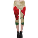 Red Rose Art Capri Leggings 