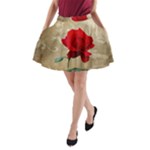 Red Rose Art A-Line Pocket Skirt