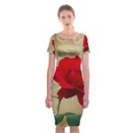 Red Rose Art Classic Short Sleeve Midi Dress