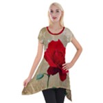 Red Rose Art Short Sleeve Side Drop Tunic