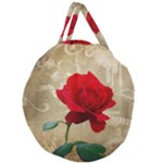 Red Rose Art Giant Round Zipper Tote