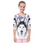 Wolf Moon Mountains Kids  Quarter Sleeve Raglan Tee