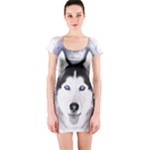 Wolf Moon Mountains Short Sleeve Bodycon Dress