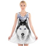 Wolf Moon Mountains V-Neck Sleeveless Dress